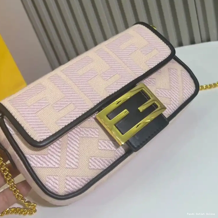 Affordable Mini Bag Fendi Baguette FF Motif In Cherry Canvas 0503